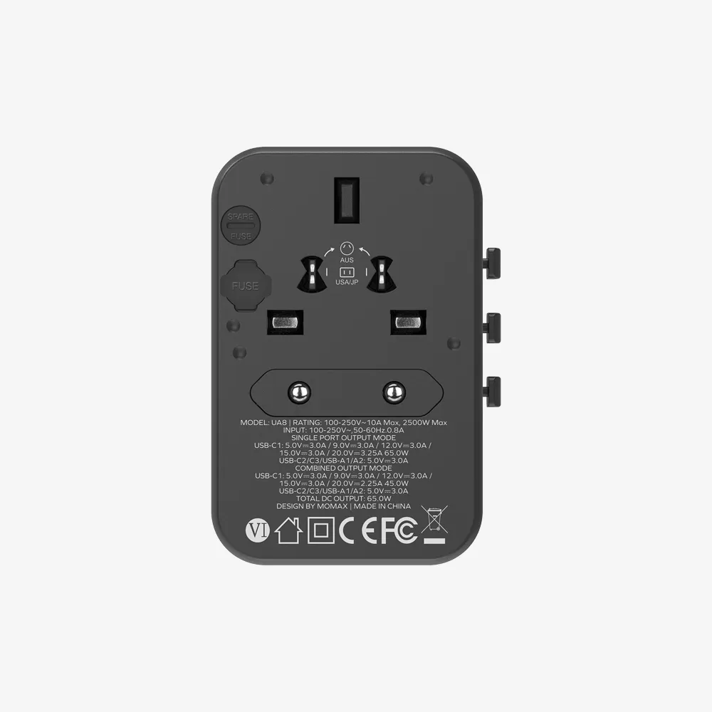 1-World GaN AC Travel Adapter 65W