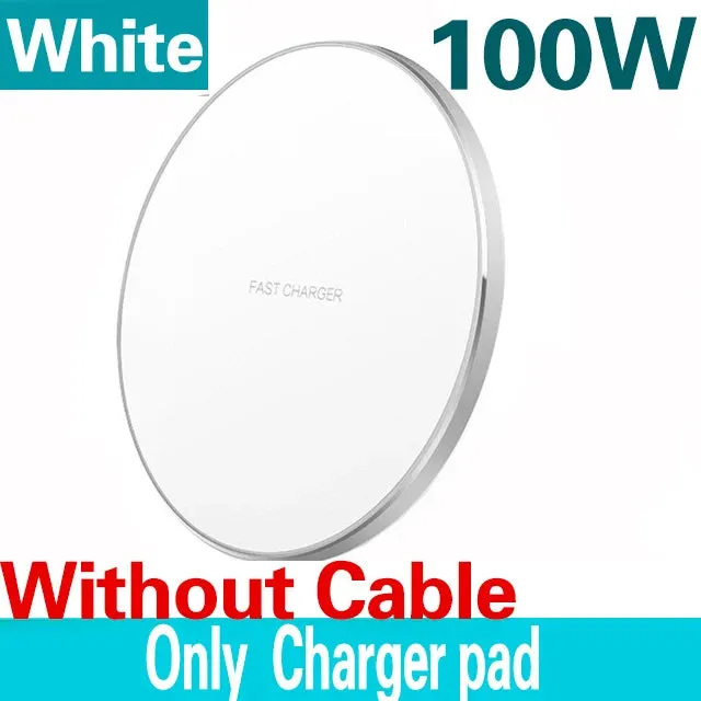 100W Fast Wireless Charger Pad for iPhone 15 14 13 12 11 Pro Max Samsung Galaxy S24 S23 S22 S20 Xiaomi Wireless Charging Station