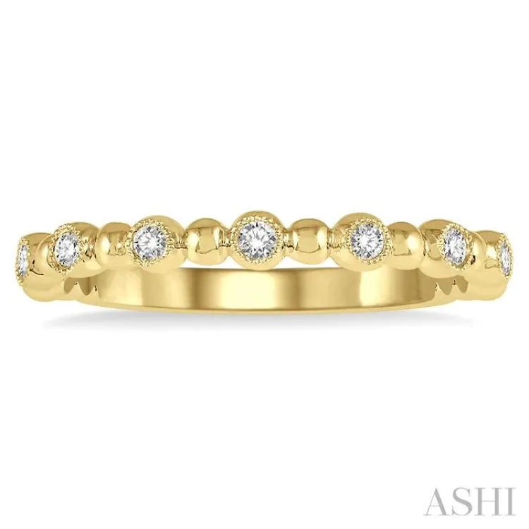 1/6 Ctw Ball Link Round Cut Diamond Stack Band in 14K Yellow Gold