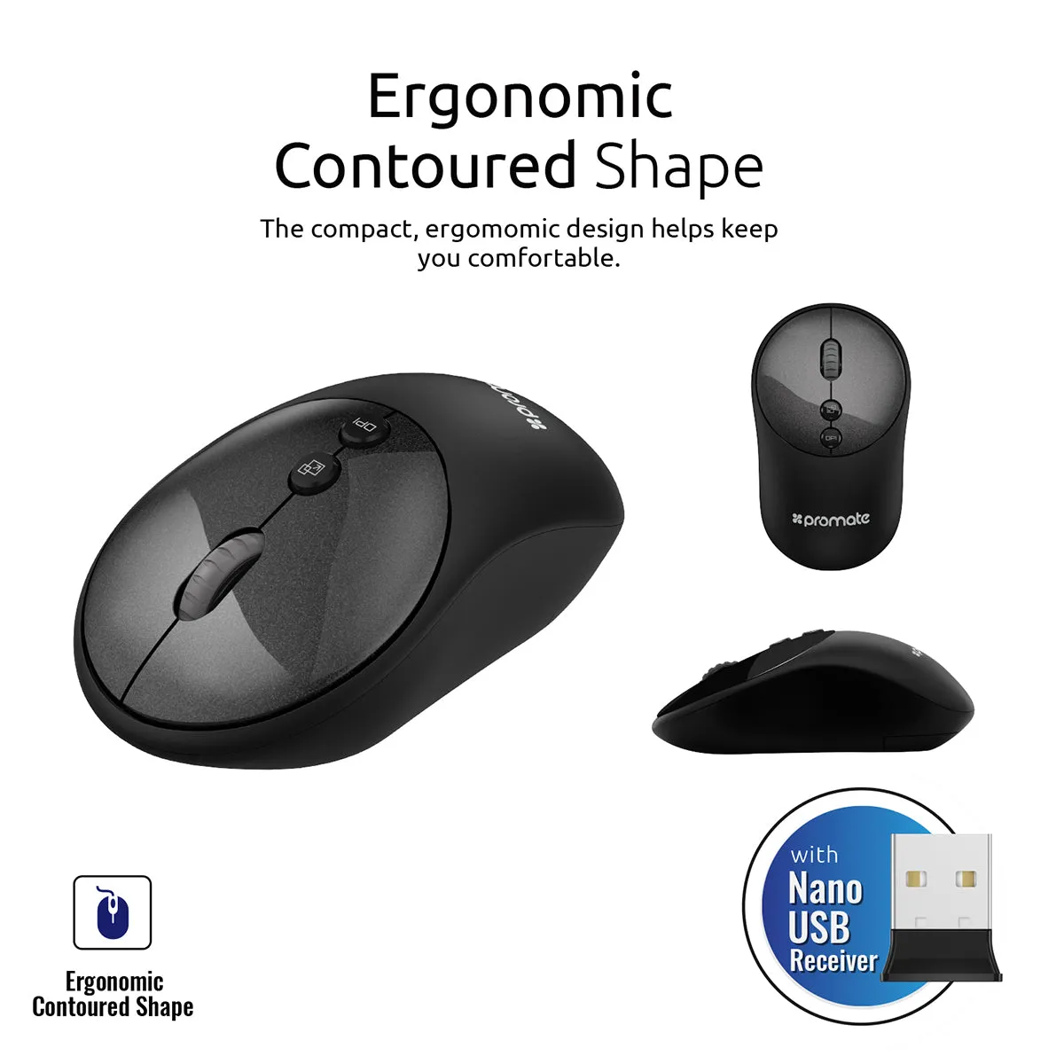 2.4Ghz Portable Wireless Mouse With Nano USB Receiver