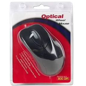 3-Button USB Optical Scroll Mouse (Black) - Retail Hanging Package