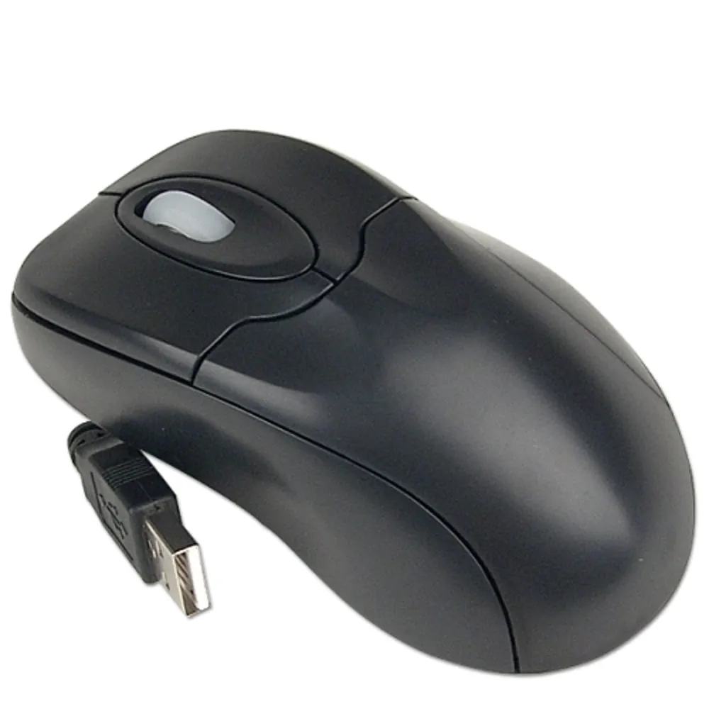 3-Button USB Optical Scroll Mouse (Black) - Retail Hanging Package