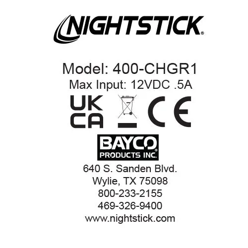 400-CHGR1: Charger - TAC-400/500 Series