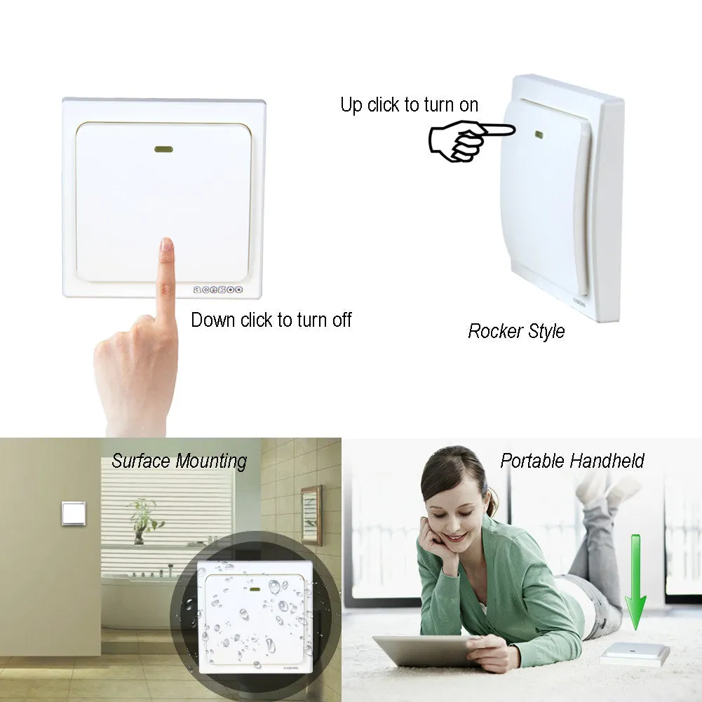 Acegoo Wireless Wall Switch, Self-powered Remote Light Switch, Works with Acegoo Remote Control Receiver (Switch Only)