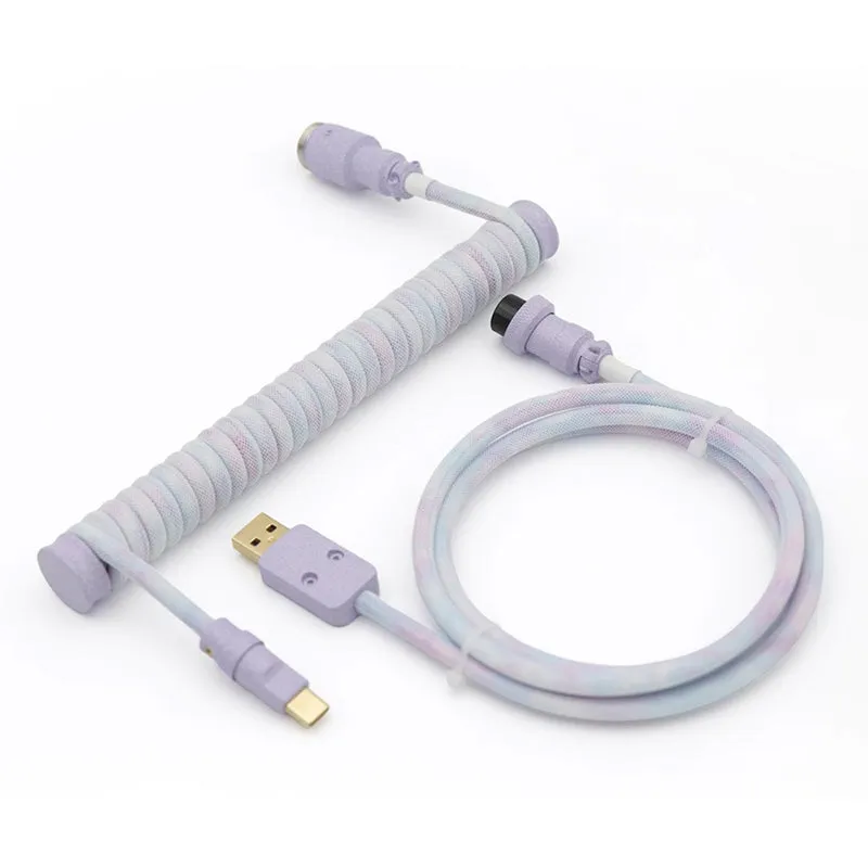 ACGAM Macaron Purple Custom Coiled Aviator Cable USB-C