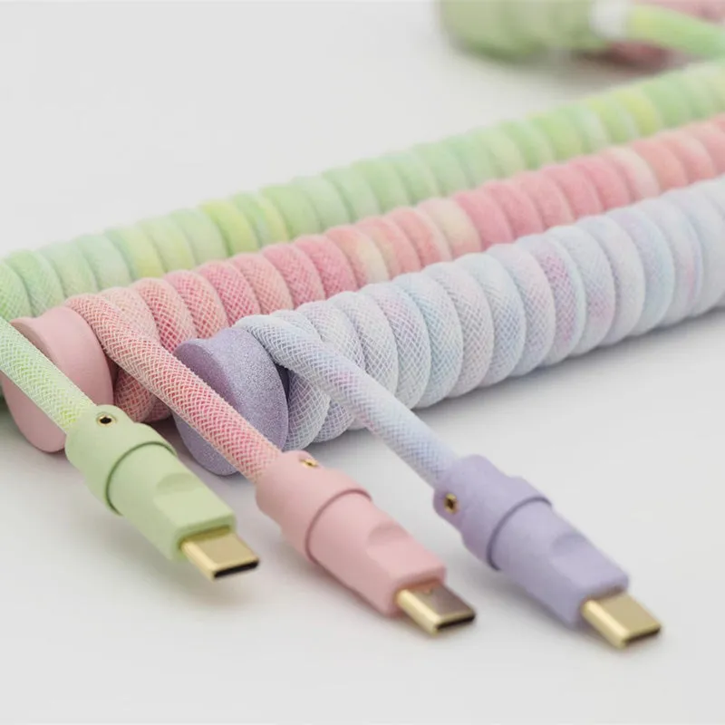 ACGAM Macaron Purple Custom Coiled Aviator Cable USB-C