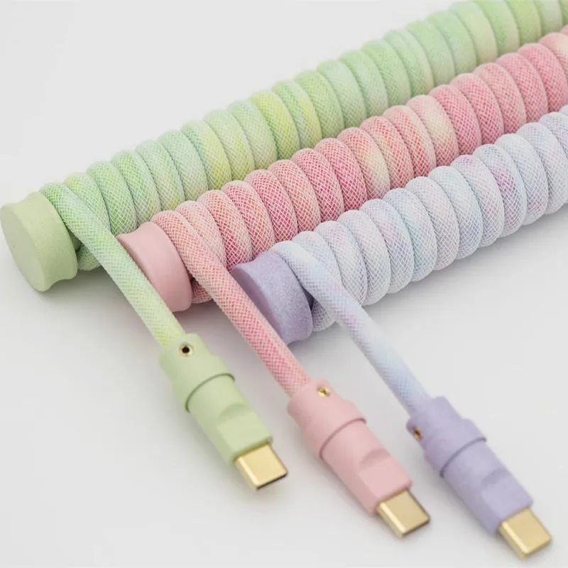 ACGAM Macaron Purple Custom Coiled Aviator Cable USB-C