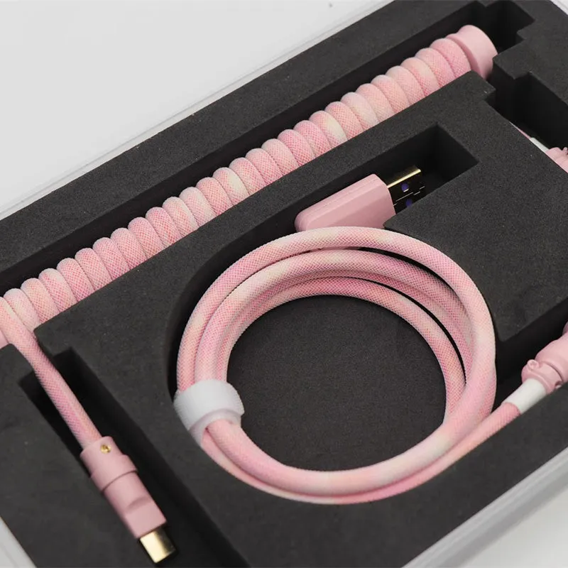 ACGAM Peach Pink Custom Coiled Aviator Cable USB-C