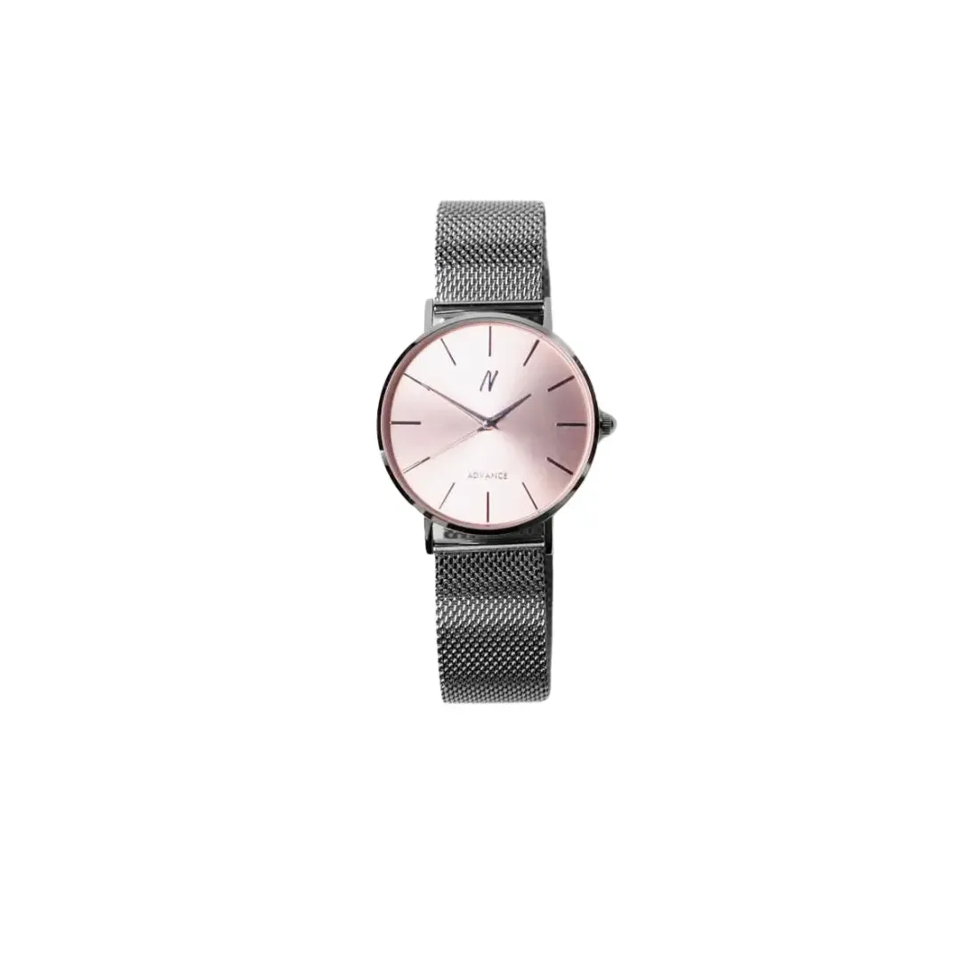 Advance Blush 36MM Womens Mesh Watch In Silver/Pink