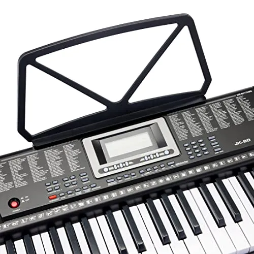 Amazon Basics Portable Digital Piano Keyboard with 61 Keys, Built In Speakers and Songs for Learning, Black