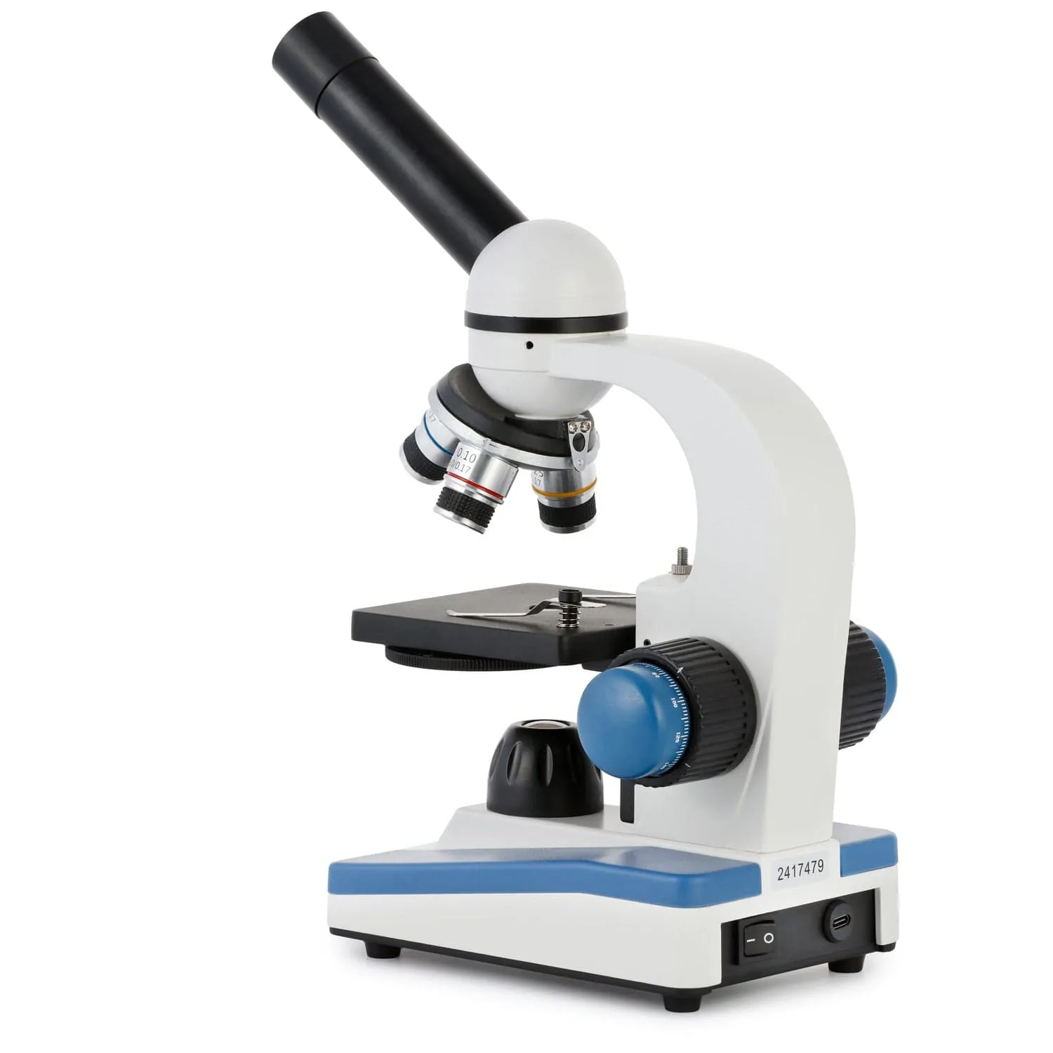 AmScope M150 Series Portable Student Monocular Compound Microscope 40X-1000X Magnification with LED, 1MP USB Eyepiece Camera, 100 Prepared Slides, 50 Blank Slides and Microscope Book