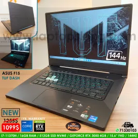 Asus F15 Tuf Dash i7-11370h Rtx 3050 144hz Gaming Laptop (New)