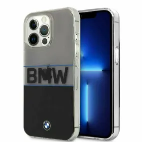 BMW Motorsports Hard Transparent Case Logo Navy Stripe Wordmark - iPhone 13