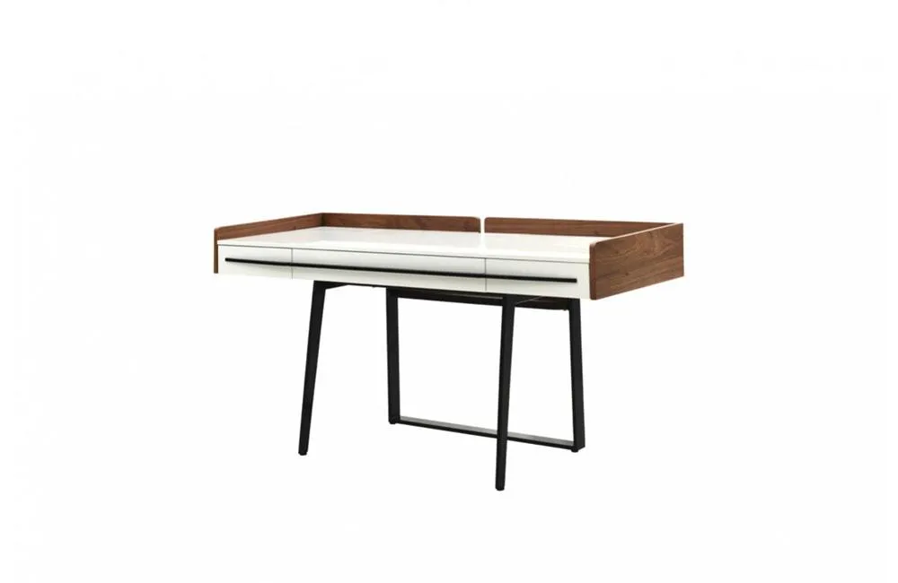 Branton Contemporary White & Walnut Office Desk