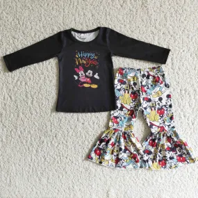 Cartoon print black outfit