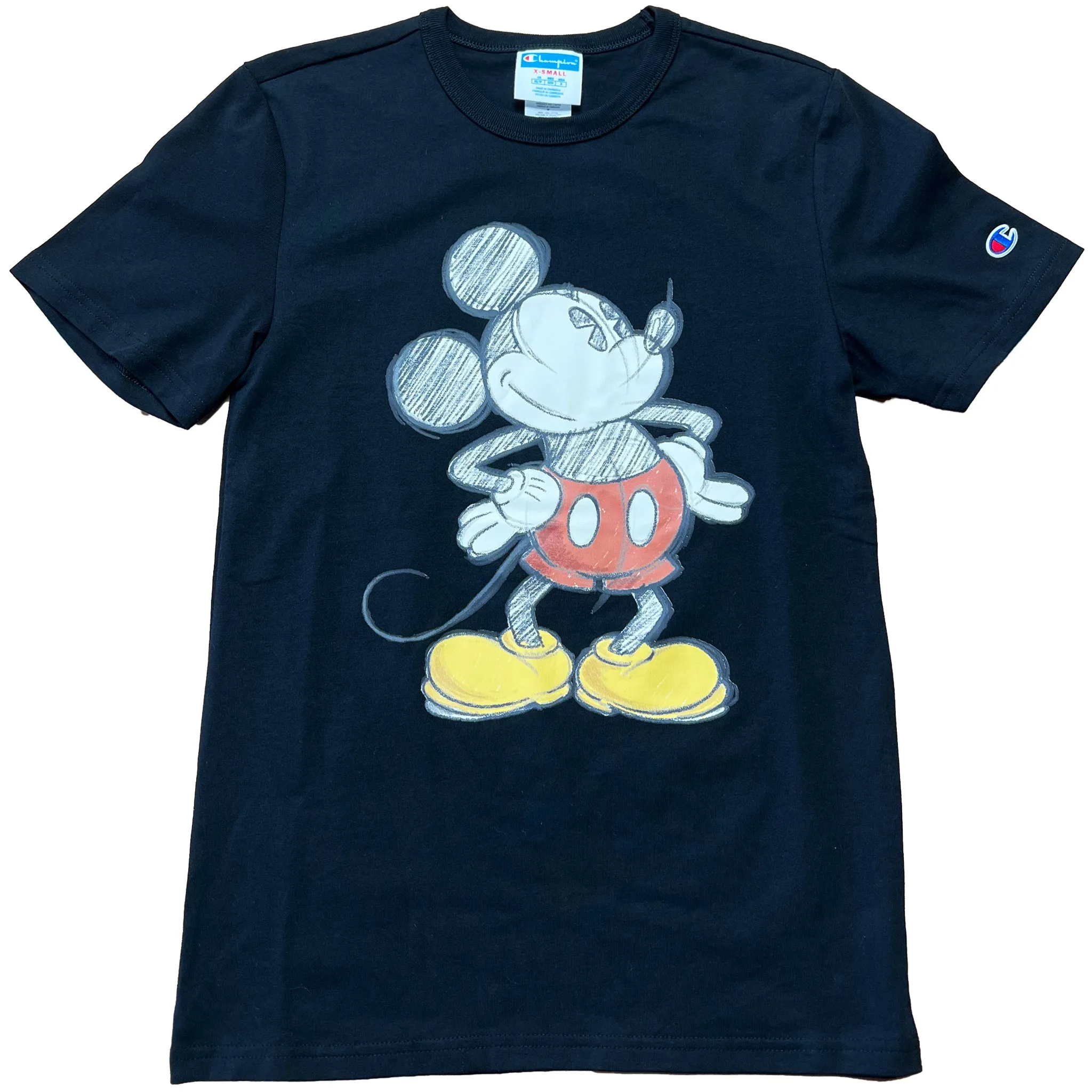 Champion X Disney Mickey Mouse Sketch Logo Crew Neck Tee T-Shirt