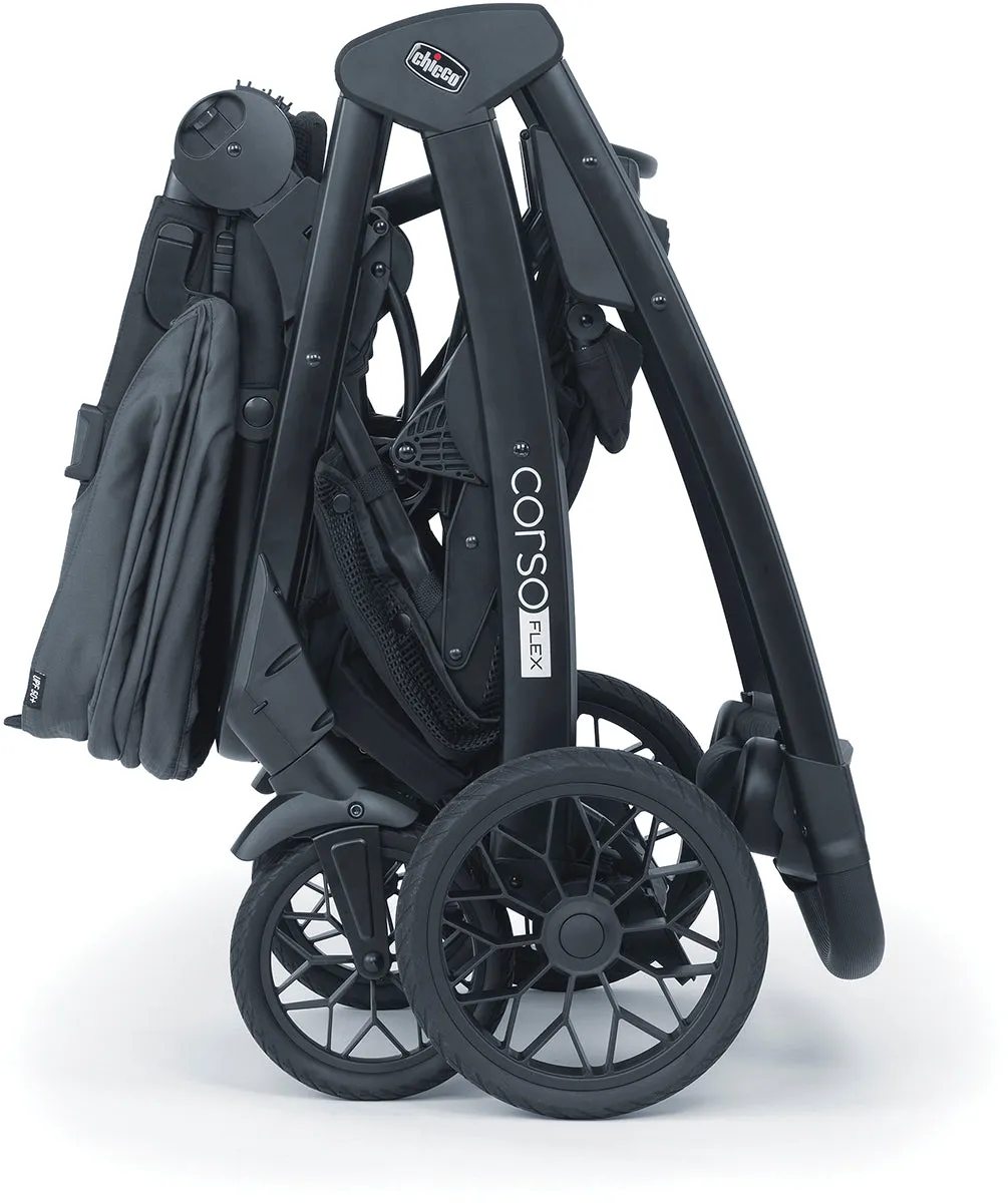 Chicco Corso Flex Sibling Double Stroller Travel System Bundle - Legend