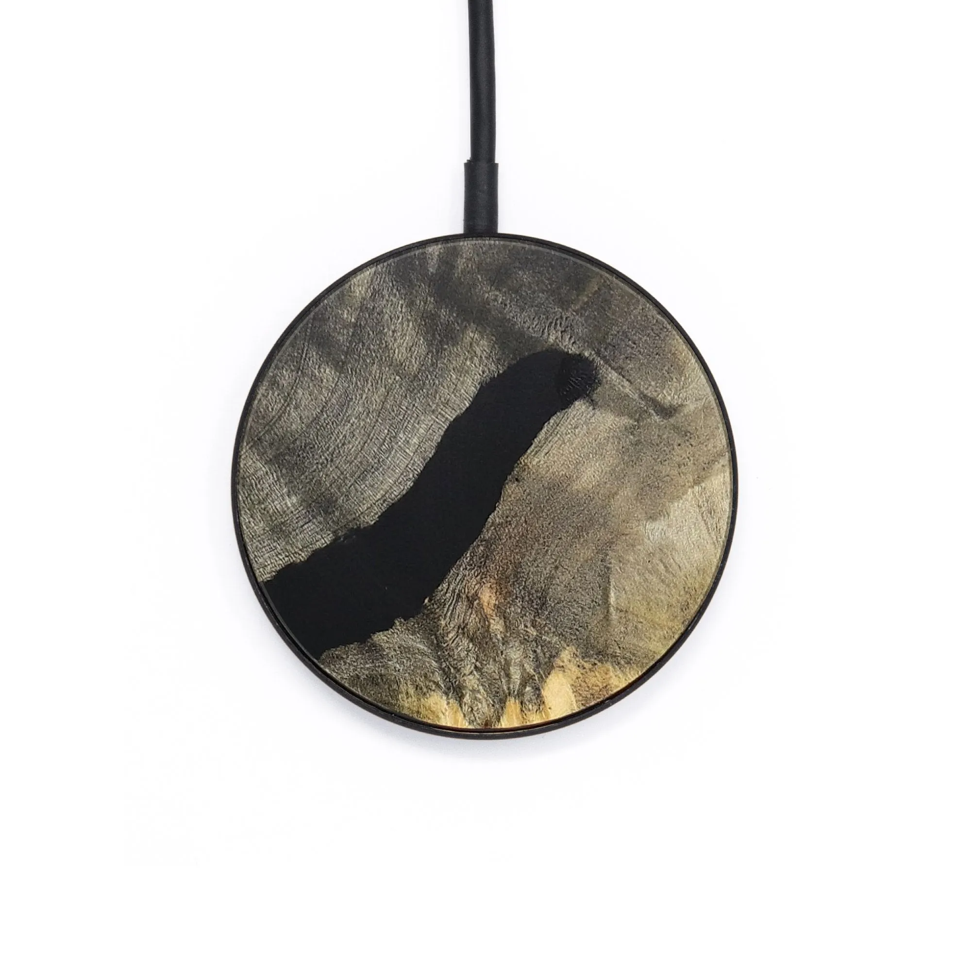 Circle Wood Resin Wireless Charger - Bernard (Pure Black, 722920)