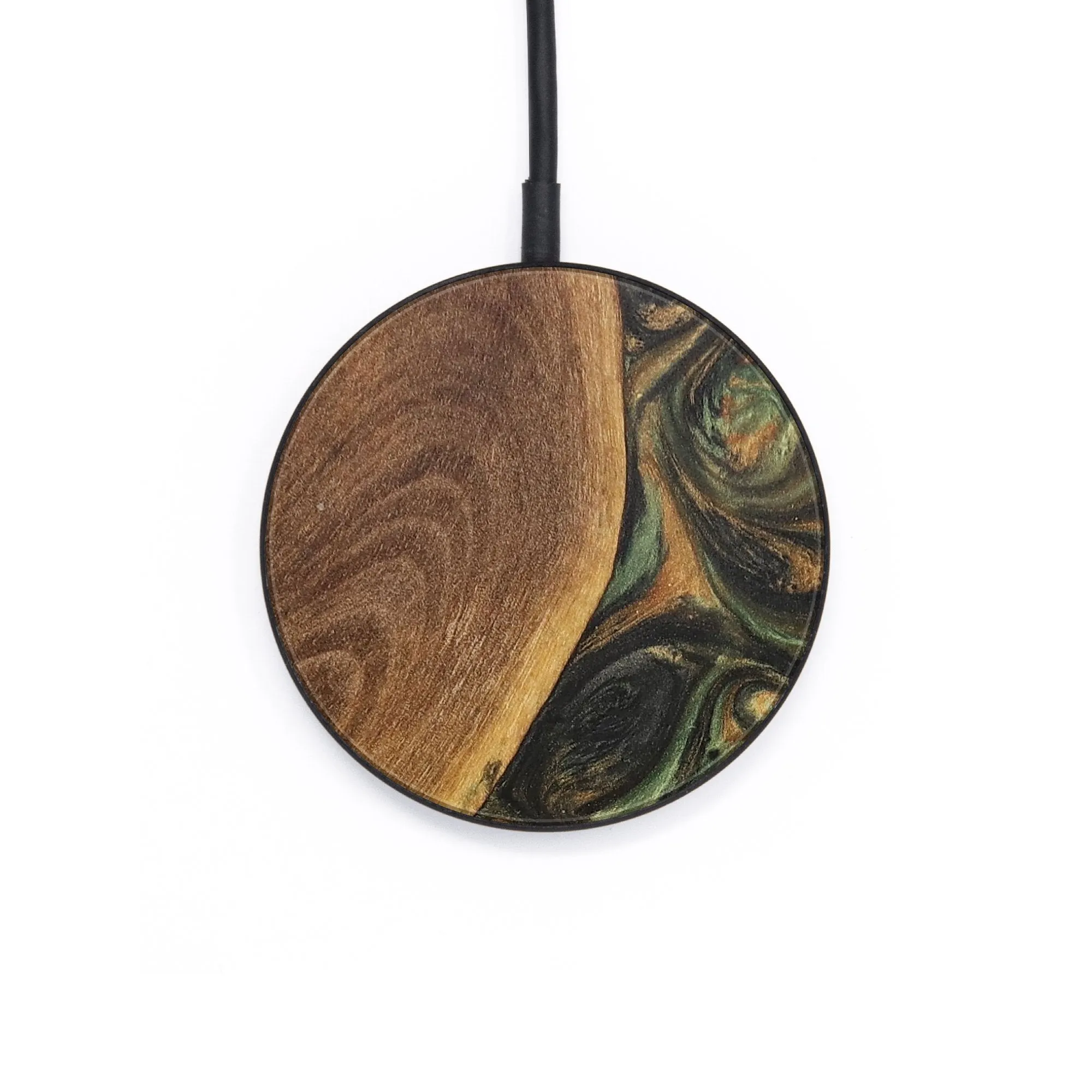 Circle Wood Resin Wireless Charger - Brianna (Green, 710518)