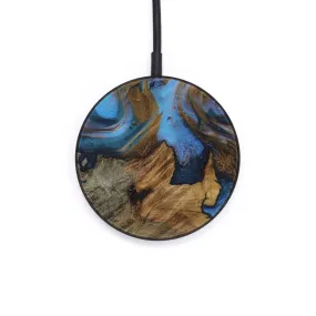 Circle Wood Resin Wireless Charger - Clemente (Teal & Gold, 596858)