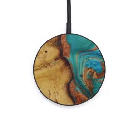 Circle Wood Resin Wireless Charger - Ebony (Teal & Gold, 576728)