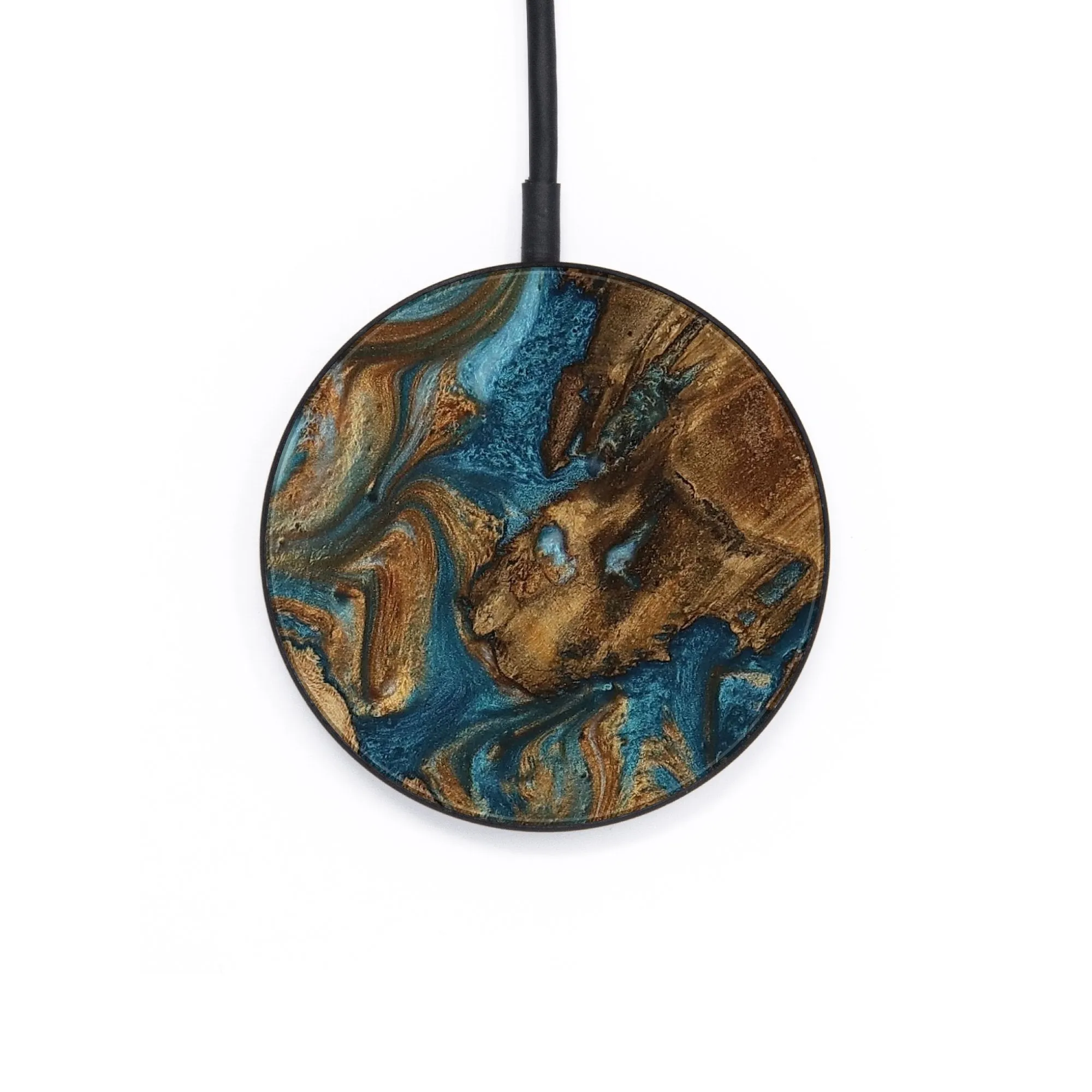 Circle Wood Wireless Charger - Lazlo (Teal & Gold, 728599)