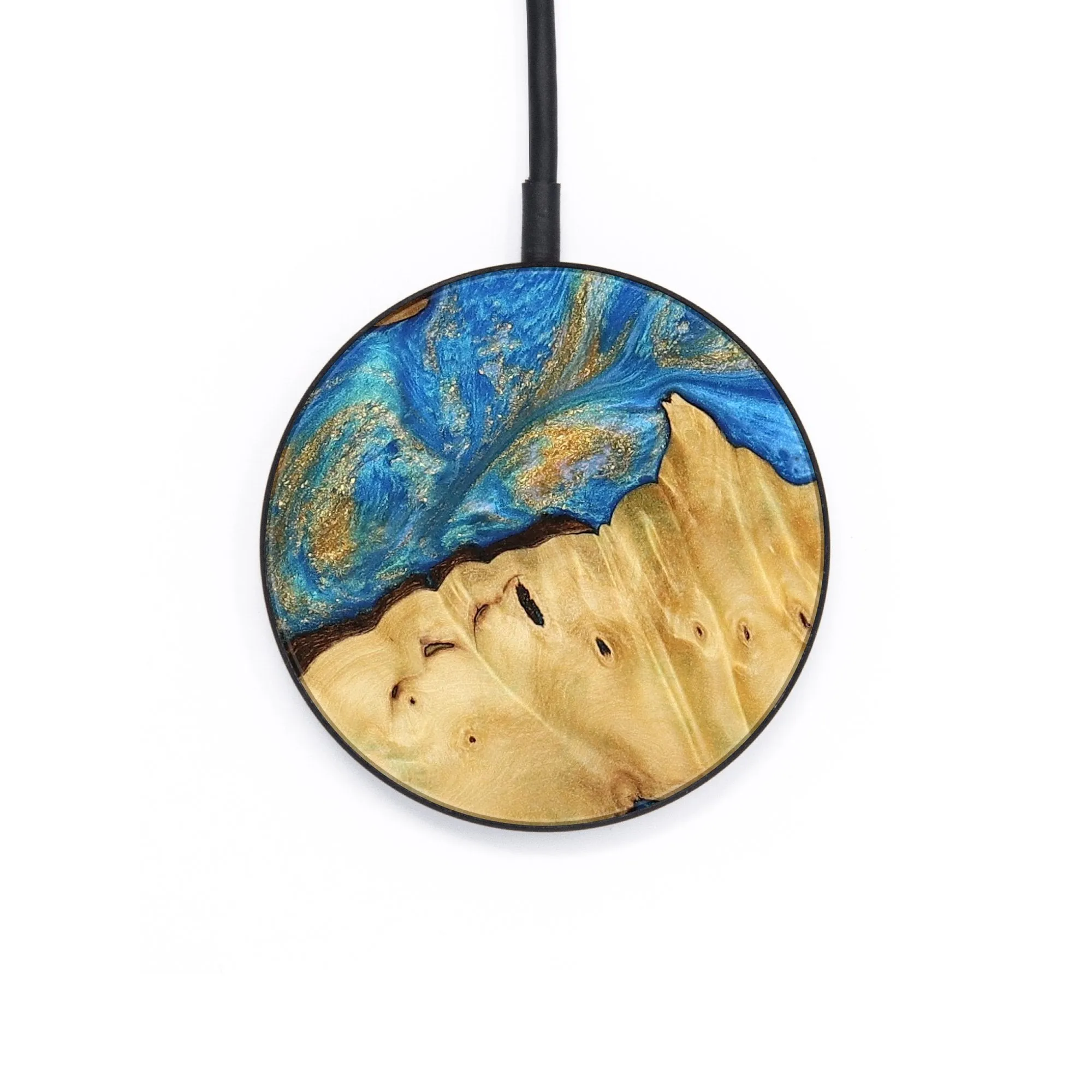 Circle Wood Wireless Charger - Reginal (Teal & Gold, 734652)