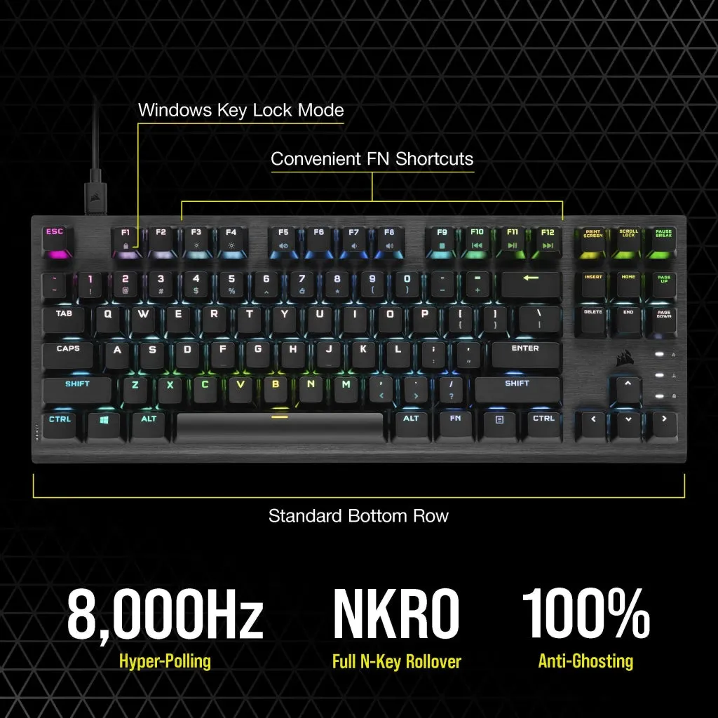 【優惠價】Corsair K60 PRO TKL RGB Tenkeyless Optical-Mechanical Gaming Keyboard — CORSAIR OPX Switch Black 黑色 CH-911D01A-NA