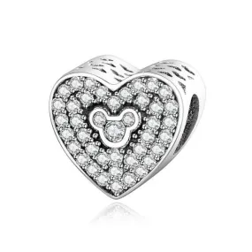 CZ Mickey in my Heart Bead Charm