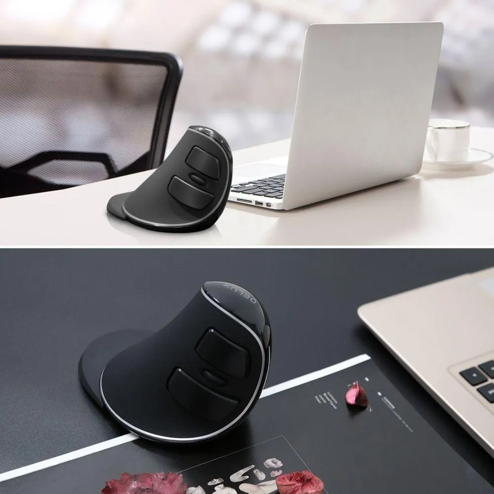 Delux M618 Plus Ergonomic Vertical Mouse: Larger Size 6 Buttons 2.4Ghz Wireless 1600DPI with Removable Palm Rest