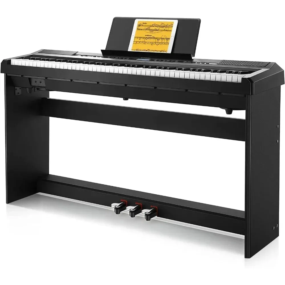 DEP-20 Beginner Digital Piano 88 Key Full Size Weighted Keyboard, Portable Electric Piano with Furniture Stand, 3-Pedal Unit