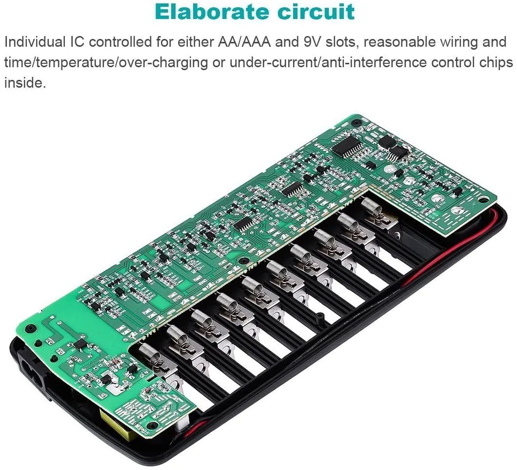 EBL 999 12-Bay LCD Battery Charger For AA AAA 9V Batteries