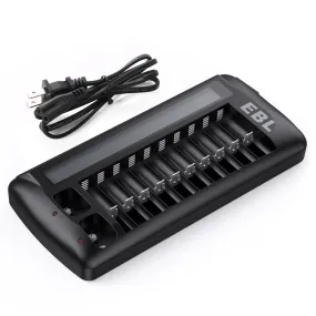 EBL 999 12-Bay LCD Battery Charger For AA AAA 9V Batteries