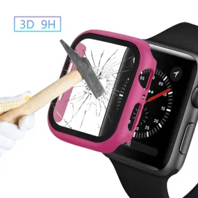 ENKAY Hat-prince Full Coverage PC Case   Tempered Glass Protector for Apple Watch Series 5 / 4 40mm(Rose)