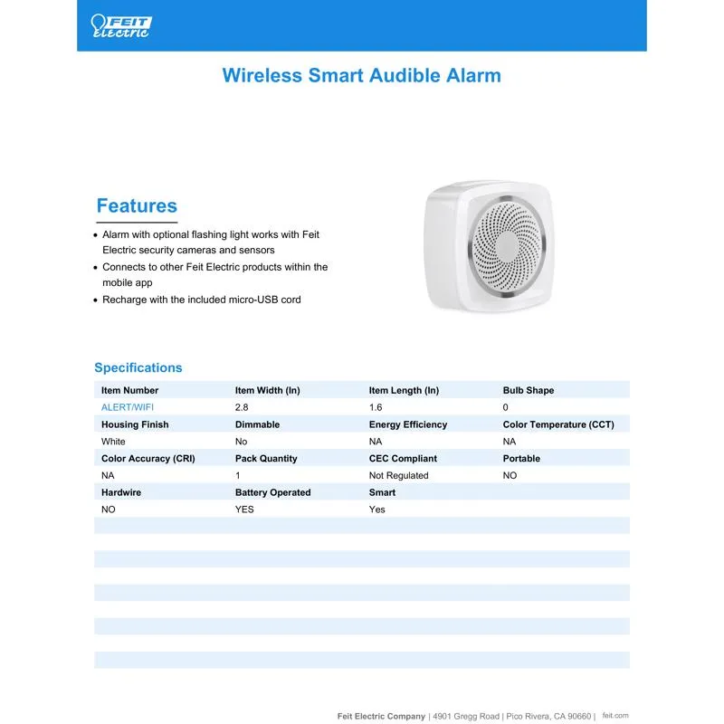 Feit Smart Home White Plastic Wireless Smart-Enabled Entrance Alert