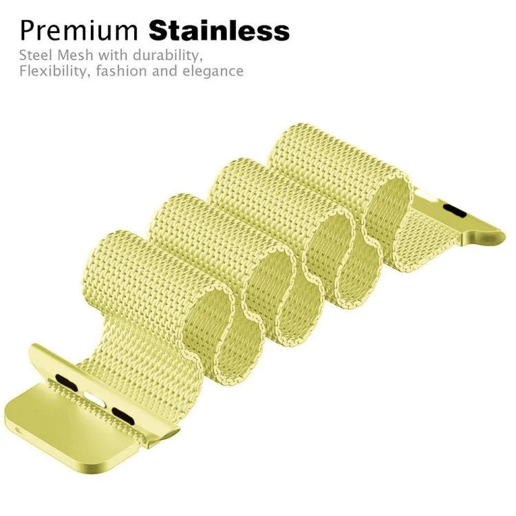 For Apple Watch Series 9&8&7 41mm / 6 & SE & 5 & 4 40mm / 3 & 2 & 1 38mm Milanese Loop Magnetic Stainless Steel Watch Band(Yellow)