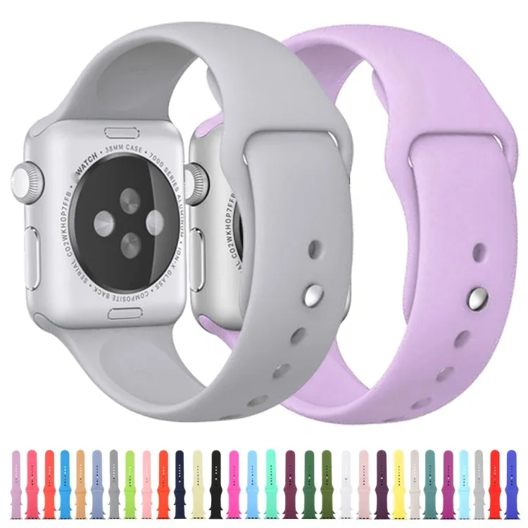 For Apple Watch Ultra 49mm & Watch Ultra 2 49mm / Series 9&8&7 45mm / SE 3&SE 2&6&SE&5&4 44mm / 3&2&1 42mm 3 in 1 Rubber Watch Band with Pin Buckle(Purple)