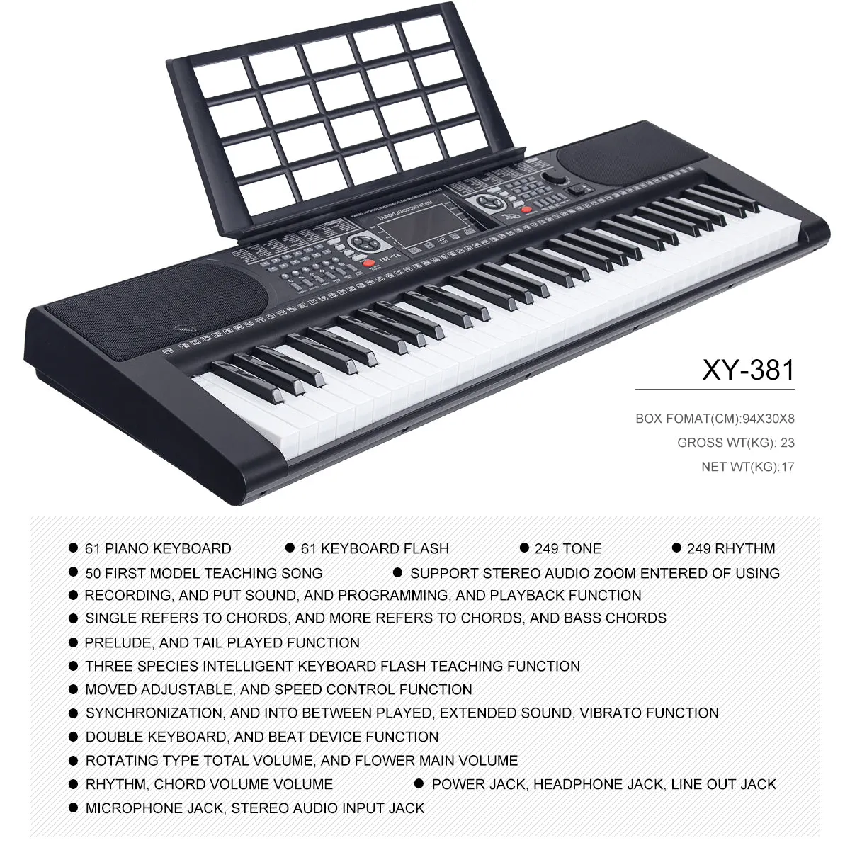 Full Size Electronic Full Size Keyboard 61 Key LCD Display (Illuminated)