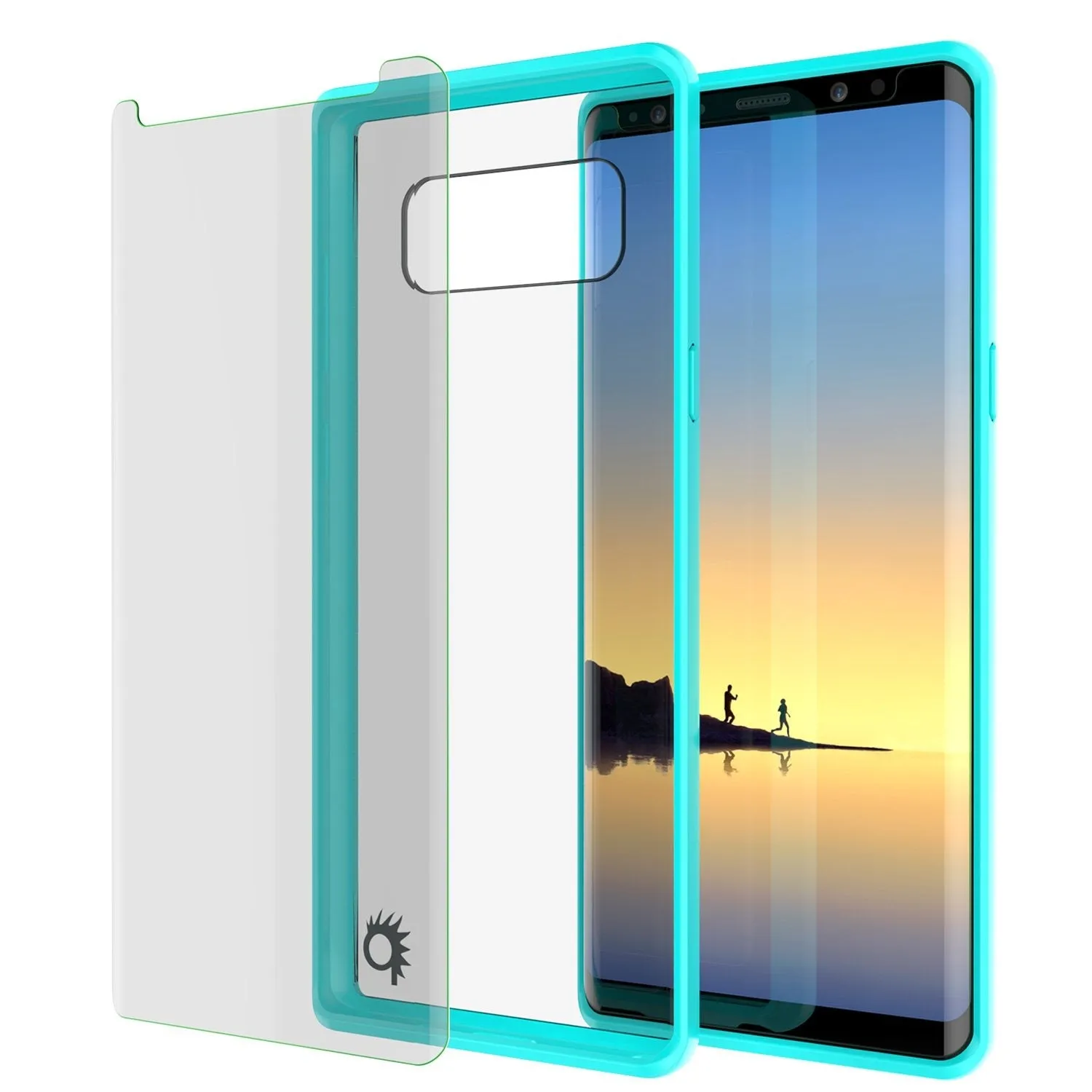 Galaxy Note 8 Screen Protector W/ Anti-Shock Proof Slim Case [Teal]