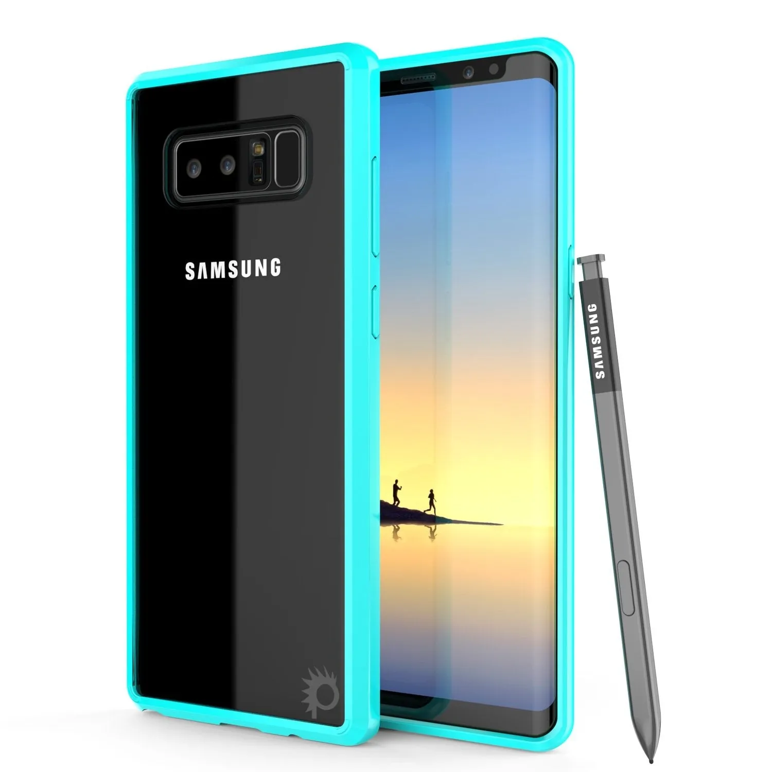 Galaxy Note 8 Screen Protector W/ Anti-Shock Proof Slim Case [Teal]