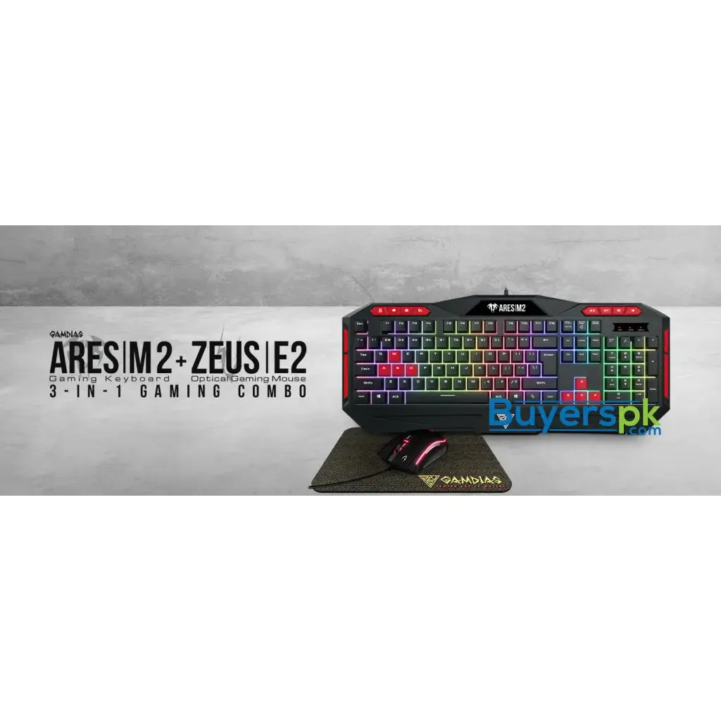 Gamdias Ares M2 Gaming Keyboard Mouse and Mouse Mat Combo