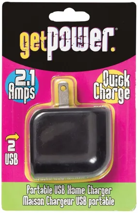 GetPower GP-AC2USB-BLK USB to AC Home Adapter, 2.1 A Charge, Black :CD: QUANTITY: 1