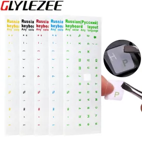 Glylezee Russian Laptop Transparent Keyboard Sticker Russian Language Keyboard Letter Sticker Film with Light Color Keyboard