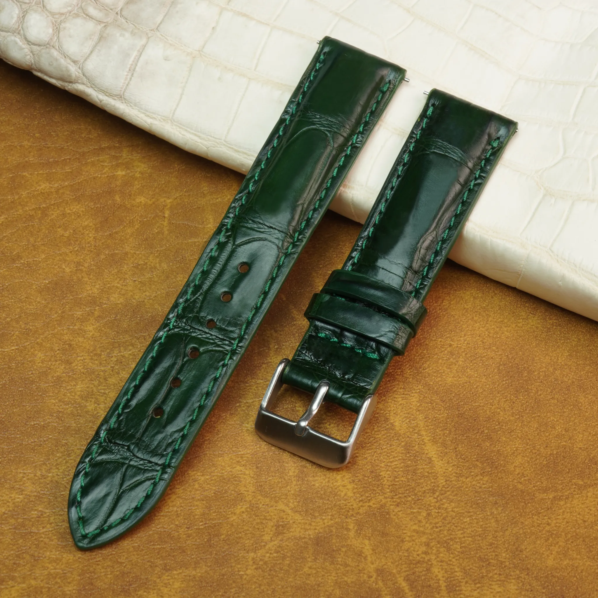 Green Alligator Leather Watch Band For Men | DH-08