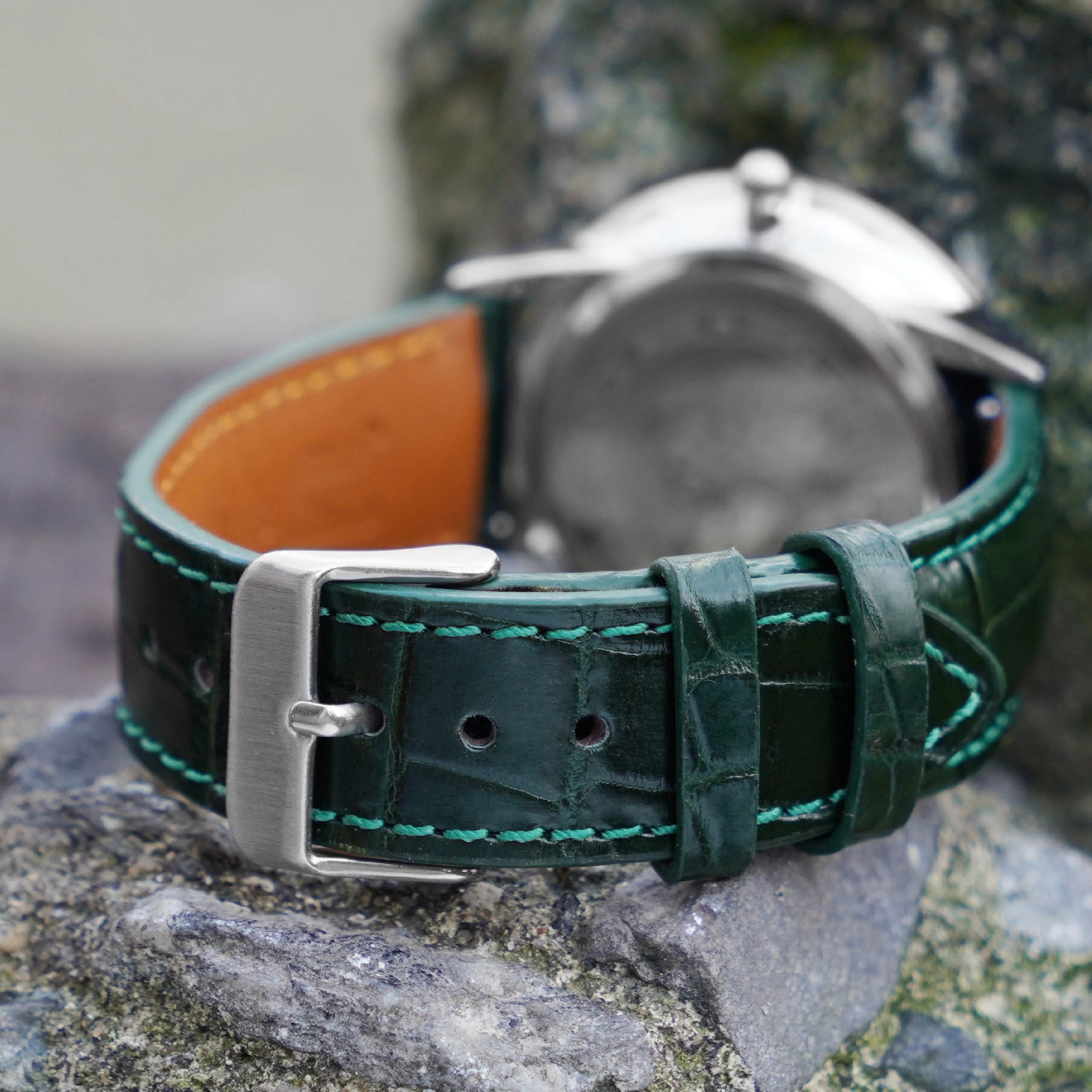 Green Alligator Leather Watch Band For Men | DH-08