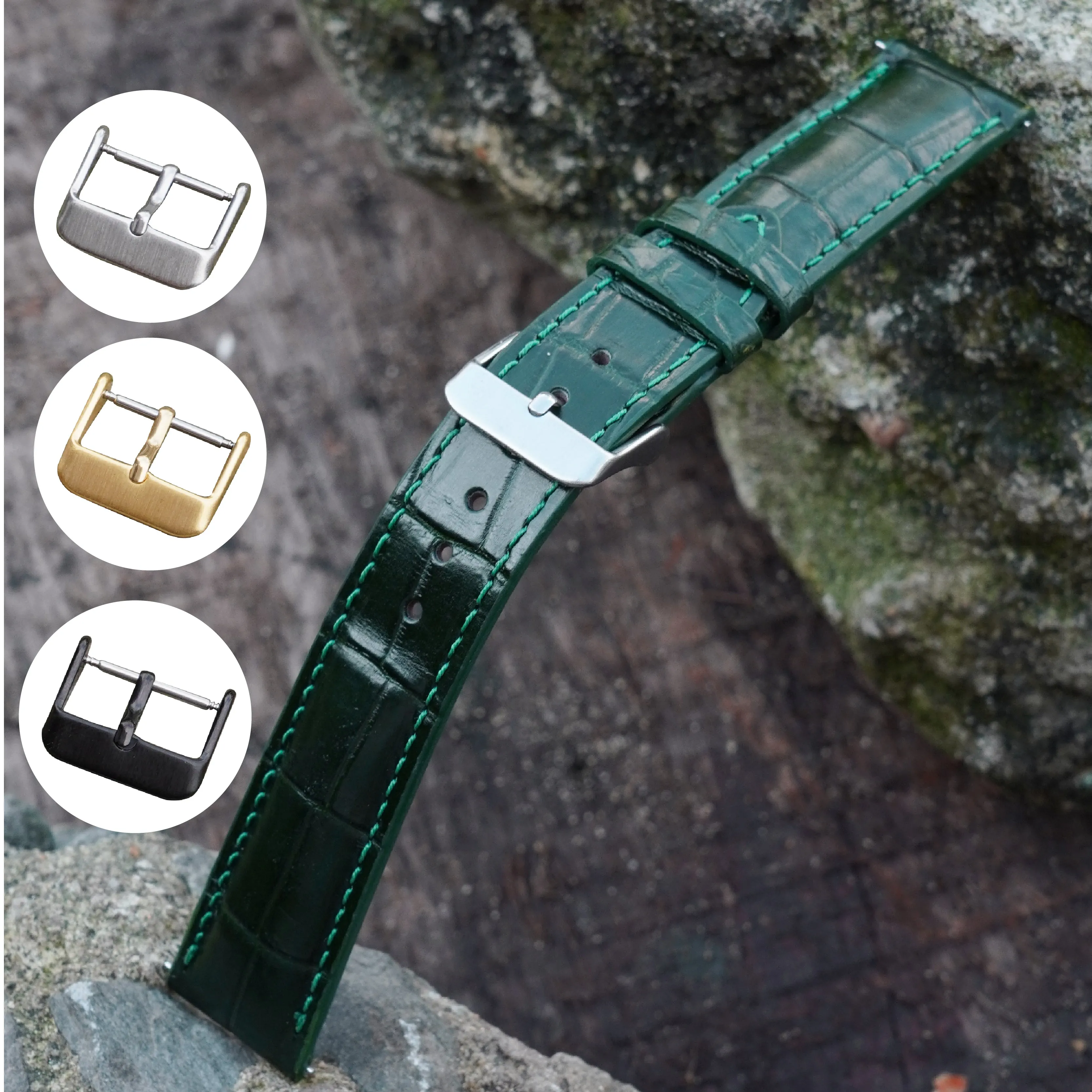 Green Alligator Leather Watch Band For Men | DH-08