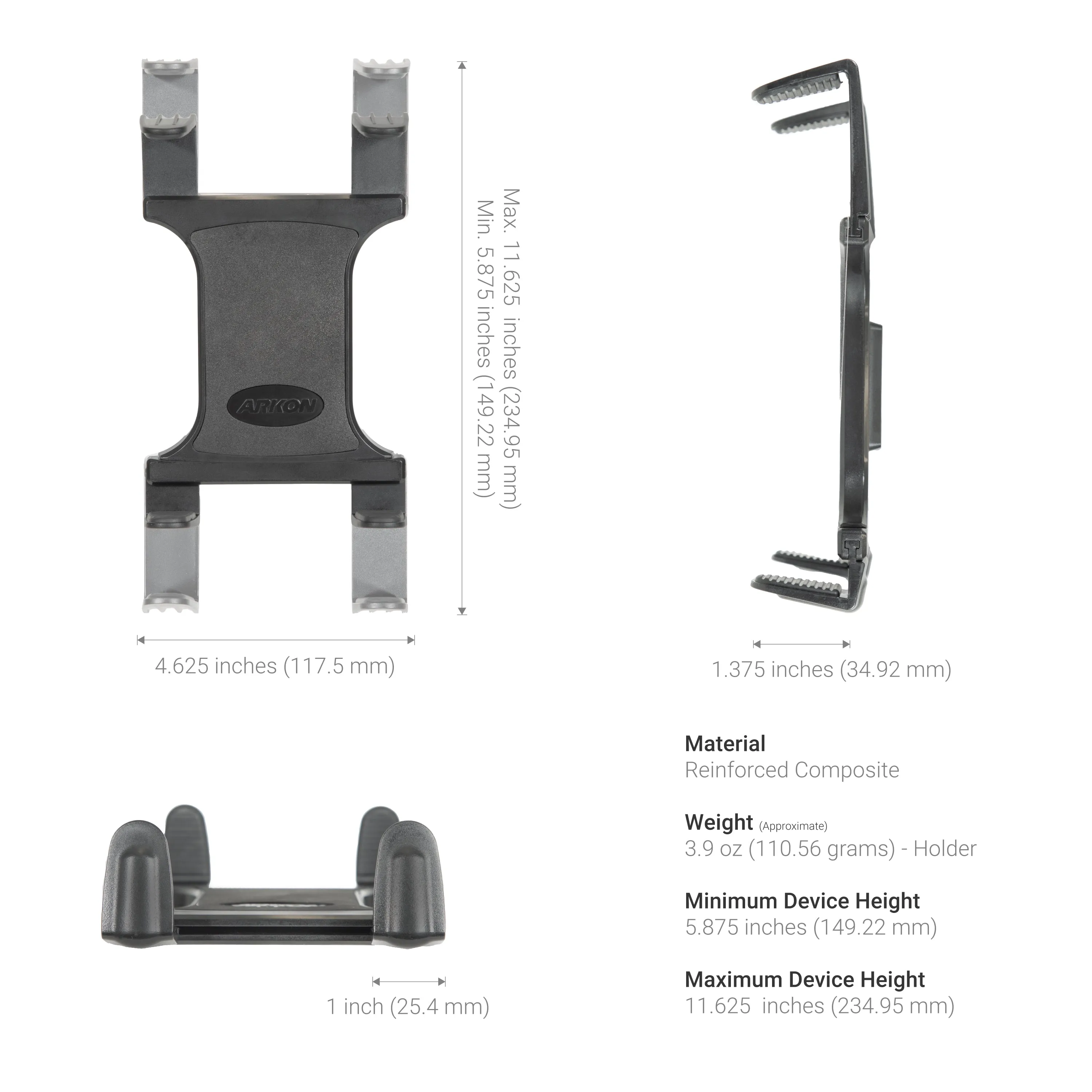 Heavy-Duty Multi-Angle Slim-Grip® Tablet Suction Mount with 8" Arm