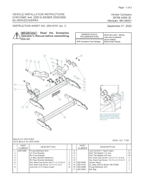 Hiniker Snowplow Mount - Quick Hitch 2 (QH2), 2020 & Newer GM/ Chevy K2500-3500, 25014094