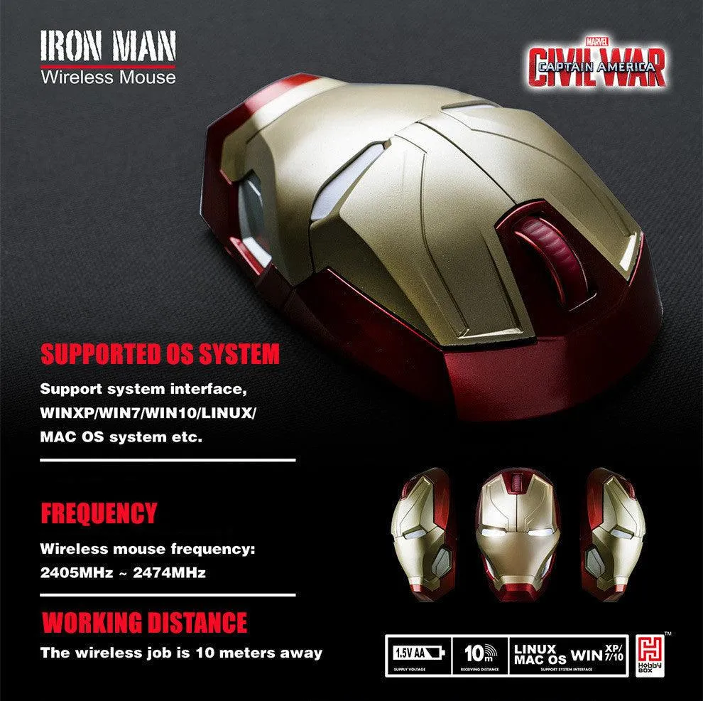 Iron Man Mark XLVI Mk46 Wireless USB Mouse