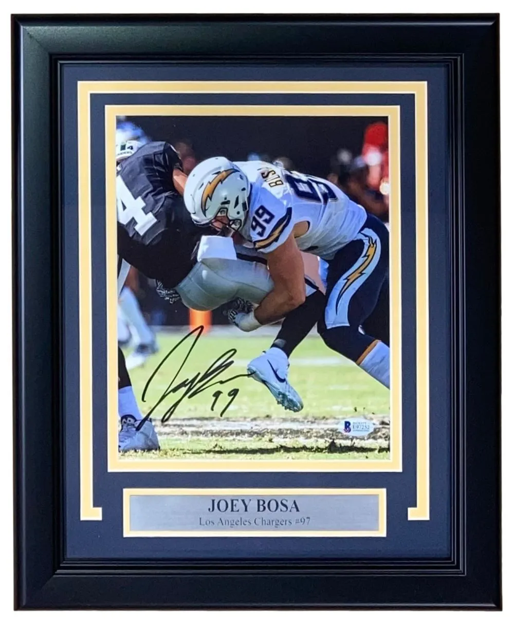 Joey Bosa Signed Framed 8x10 Los Angeles Chargers Photo BAS